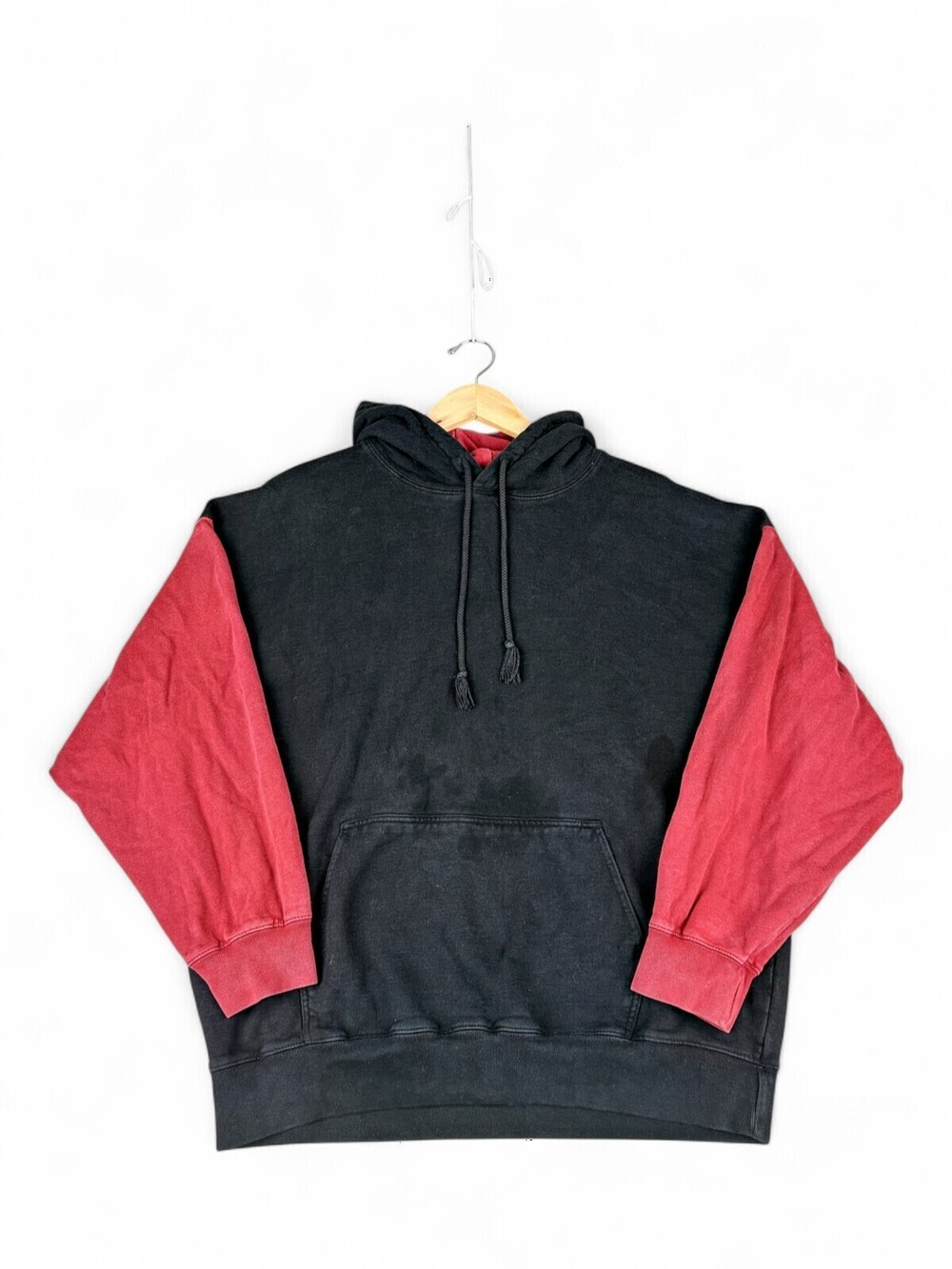 Brandy Melville Two-Tone Oversized Hoodie Black/Maroon OS